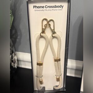 Elegant Cream Nylon phone Crossbody with Gold Accents